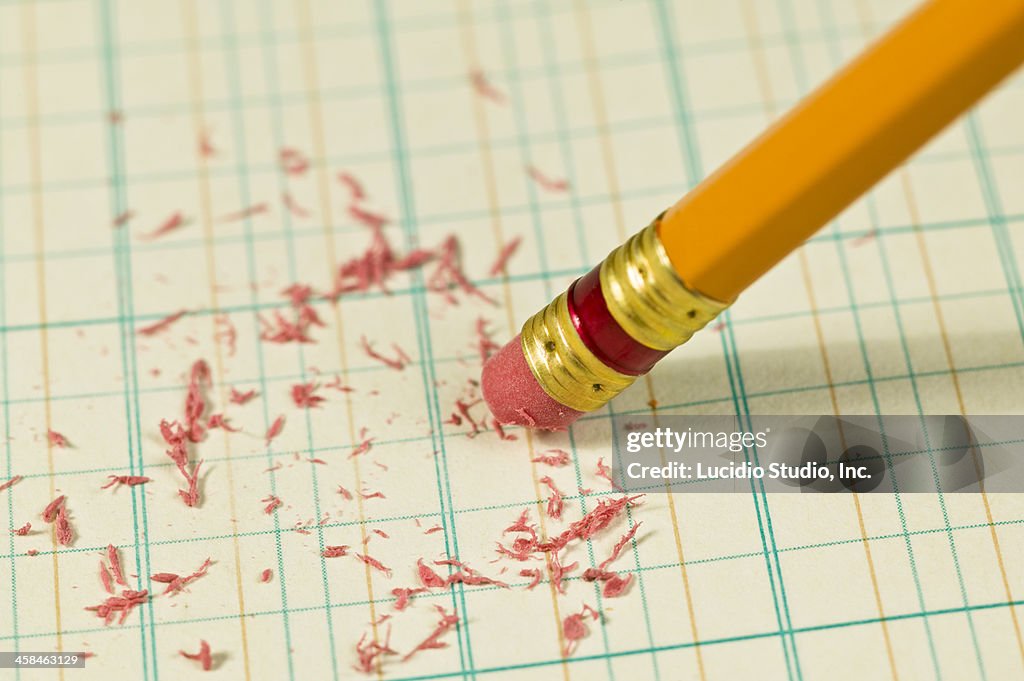 Pencil erasing entry in a accounting ledger