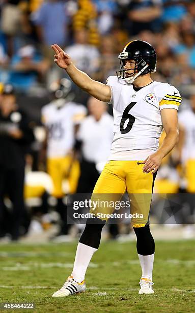 Shaun Suisham of the Pittsburgh Steelers during the game at Bank of America Stadium on September 21, 2014 in Charlotte, North Carolina.