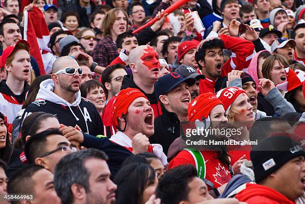 nail biting moments - hockey fans stock pictures, royalty-free photos & images