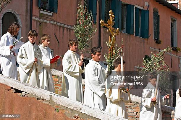palm sunday procession at venice - palm sunday stock pictures, royalty-free photos & images