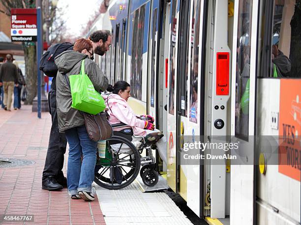wheelchair train access. - wheelchair ramp stock pictures, royalty-free photos & images