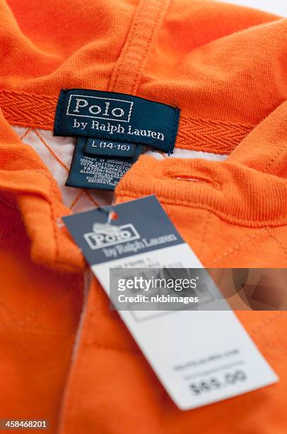 ralph lauren polo shirt with label and price tag - shirt tag stock pictures, royalty-free photos & images