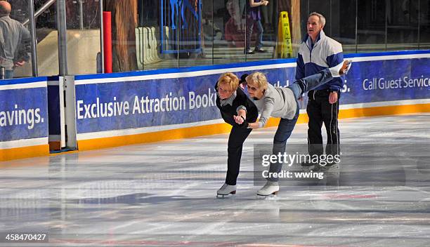 seniors skating ... west edmonton mall - west-mall-rink stock pictures, royalty-free photos & images