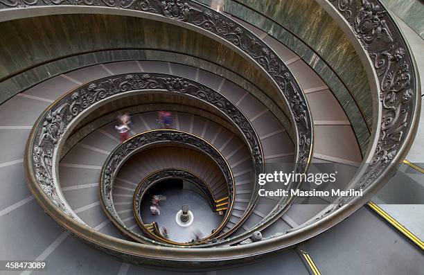 spiral staircase at the vatican museums in rome - vatican museum stock pictures, royalty-free photos & images