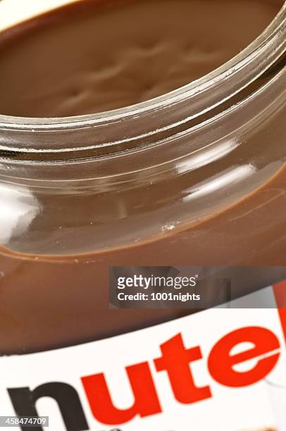jar of nutella - nutella stockfoto's en -beelden
