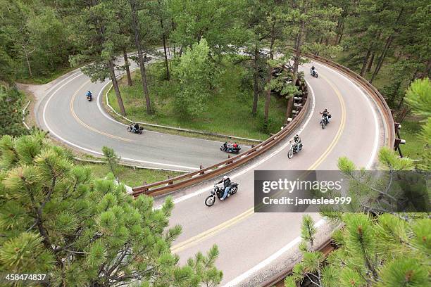motorcycle corkscrew road trip - sturgis-south-dakota stock pictures, royalty-free photos & images