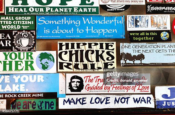 counterculture bumper stickers - bumper sticker stock pictures, royalty-free photos & images