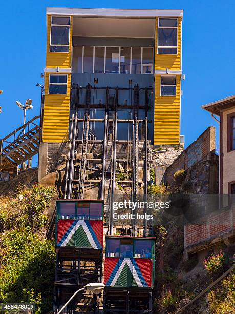 the elevators of valparaiso funicular railway, chile - valparaiso chile stock pictures, royalty-free photos & images