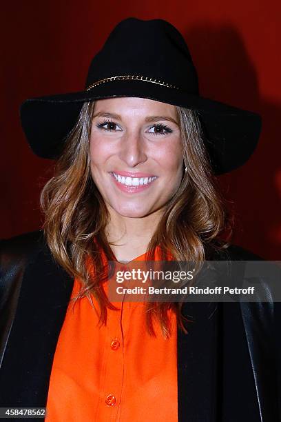 Miss France 2011 Laury Thilleman attends the 150th Representation of the 'Je prefere qu'on reste amis' : Theater Play at Theatre Antoine on November...