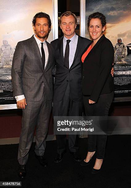 Actor Matthew McConaughey, director Christopher Nolan and producer Emma Thomas attend the "Interstellar" Washington, DC Premiere at Smithsonian's...