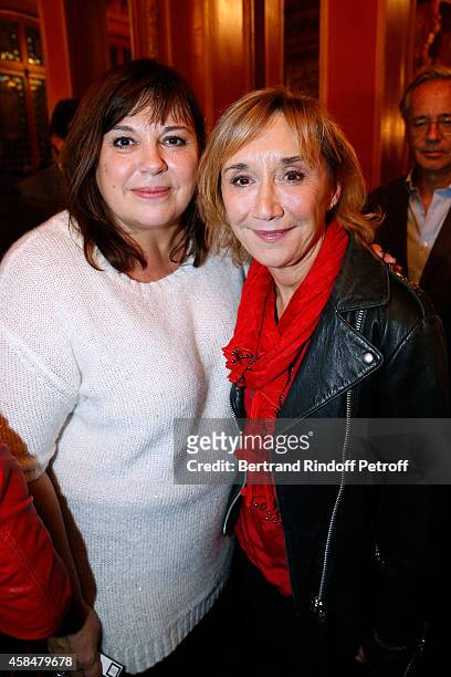 Actress of the piece Michele Bernier and Marie-Anne Chazel attend the 'Je prefere qu'on reste amis' : Theater Play at Theatre Antoine on November 5,...