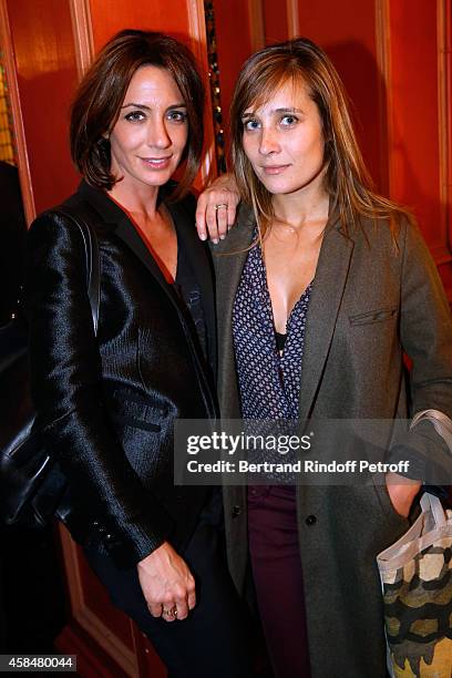 Journalist Virginie Guilhaume and actress Julie de Bona attend the 150th Representation of the 'Je prefere qu'on reste amis' : Theater Play at...