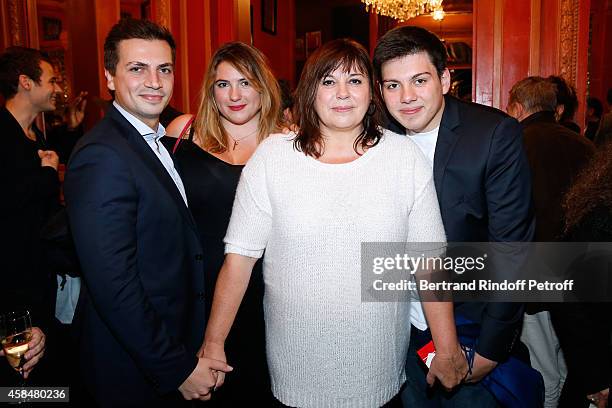Actress of the piece Michele Bernier , her daughter Charlotte Gaccio with her husband Sebastien Pons and her son Enzo Gaccio attend the 'Je prefere...