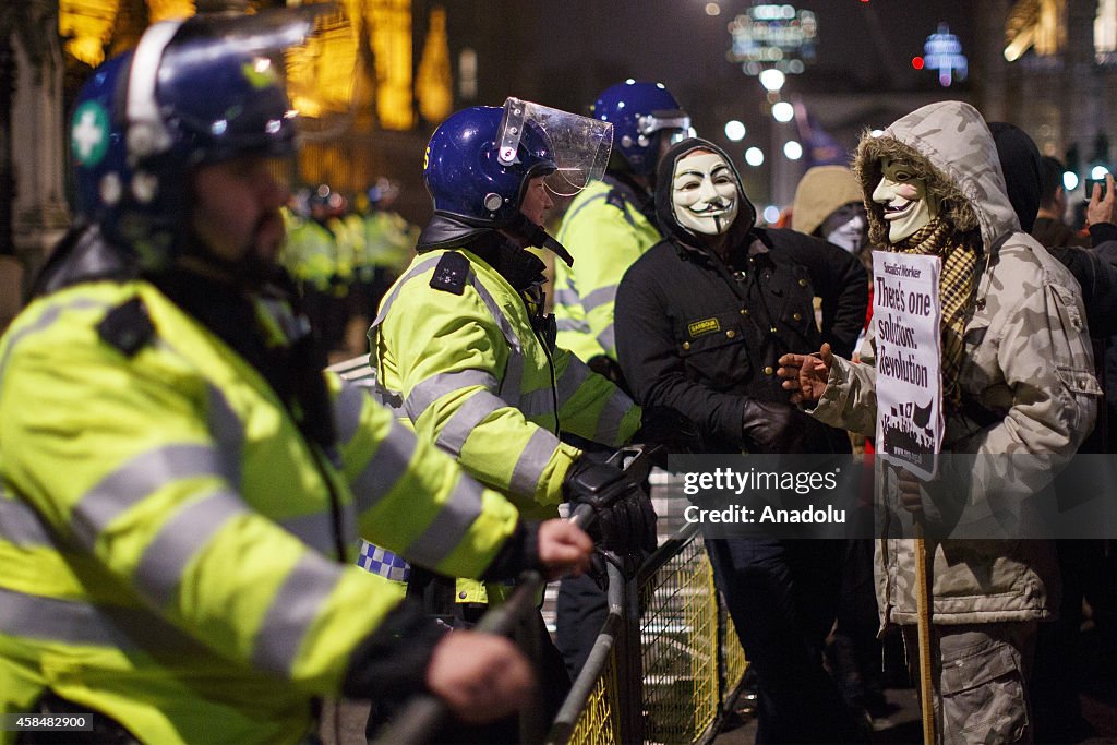 Protesters Gather For Million Mask March in London