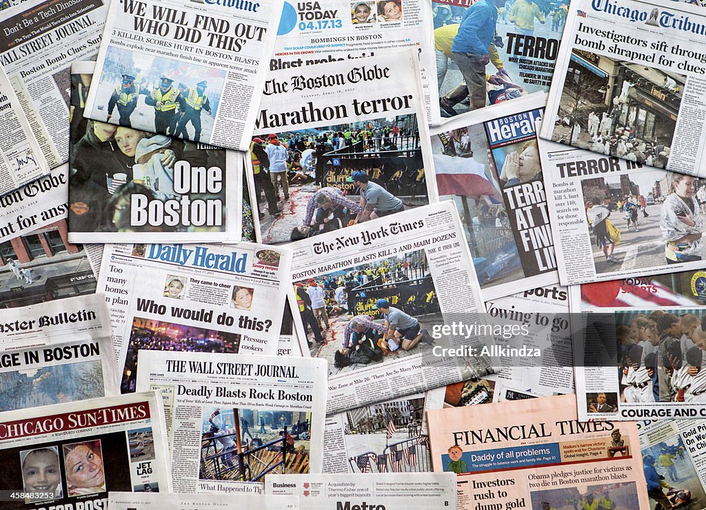 Bombenanschläge beim Boston-Marathon Überschrift collage mit Welt
