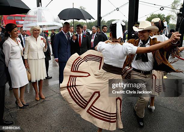 Camilla, Duchess of Cornwall and the First Lady of Monterrey Gretta Salinas de Medina along with Prince Charles, Prince of Wales watch the Ballet...