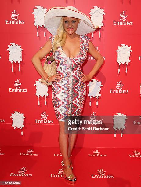 Brynne Edelsten at the Emirates Marquee on Oaks Day at Flemington Racecourse on November 6, 2014 in Melbourne, Australia.