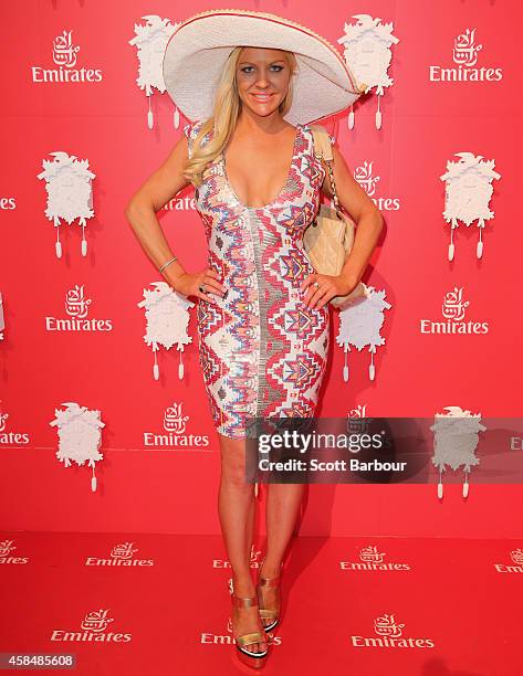 Brynne Edelsten at the Emirates Marquee on Oaks Day at Flemington Racecourse on November 6, 2014 in Melbourne, Australia.