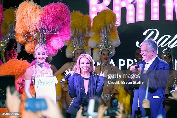 Singer Britney Spears and Clark County Commissioner Steve Sisolak attend a 'Britney Day event at The LINQ Promenade held to celebrate Spears' Las...