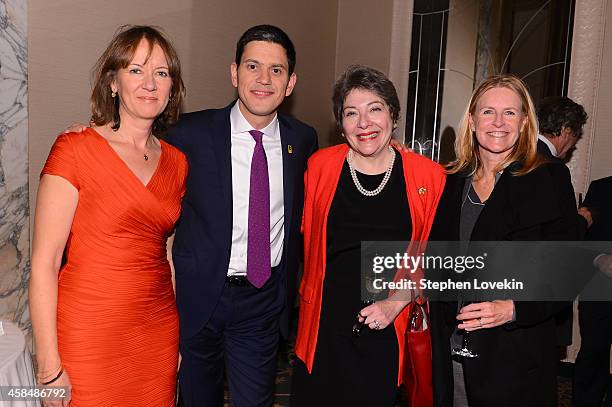 Louise Shackelton and IRC President and CEO David Miliband pose for a photo with guests at the Annual Freedom Award Benefit Event hosted by...