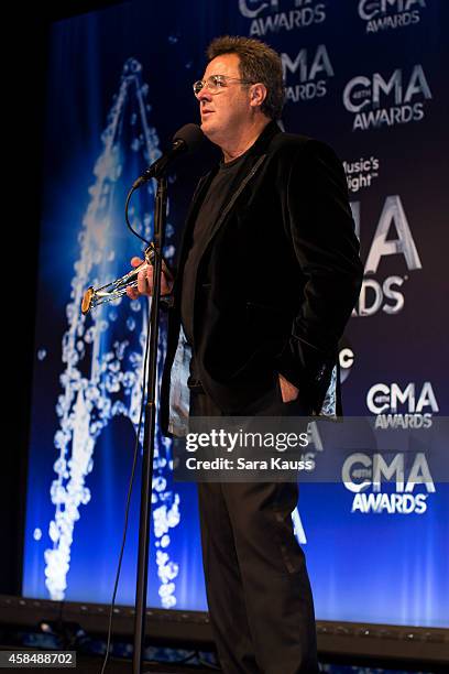 Vince Gill attends the 48th annual CMA Awards at the Bridgestone Arena on November 5, 2014 in Nashville, Tennessee.