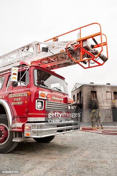 firefighter training excercise - fire engine stock pictures, royalty-free photos & images