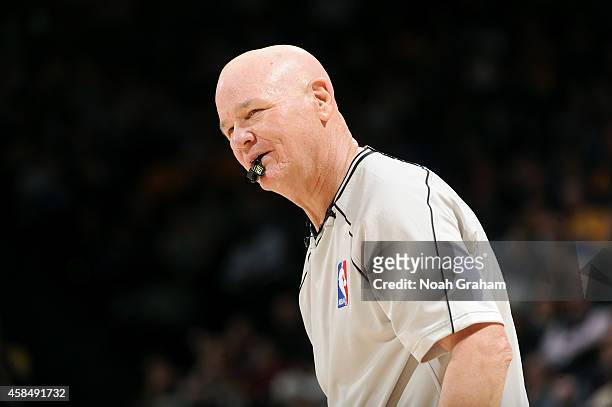 Referee Joey Crawford stands on the court during a game between the Los Angeles Clippers and Golden State Warriors on November 5, 2014 at Oracle...