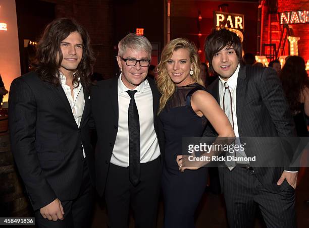 Reid Perry of The Band Perry, Jimmy Harnen, Kimberly Perry and Reid Perry of The Band Perry attend the Big Machine Label Group Celebrates The 48th...
