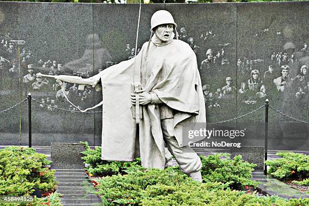 estatua de la guerra de corea veterans memorial in washington - korean war fotografías e imágenes de stock
