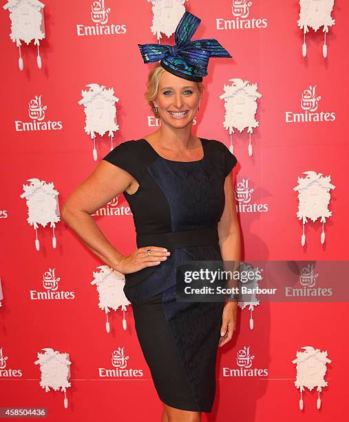 Johanna Griggs at the Emirates Marquee on Oaks Day at Flemington Racecourse on November 6, 2014 in Melbourne, Australia.