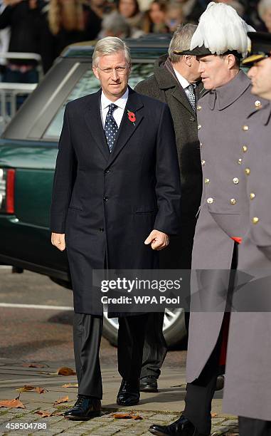 King Philippe of Belgium arrives for the opening of the Flanders' Fields Memorial Garden on November 6, 2014 in London, England.