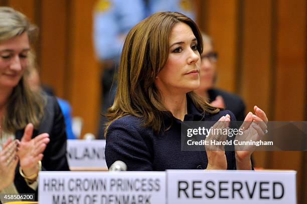 Crown Princess Mary of Denmark attends the regional review meeting of the status of women in the UNECE region 20 years after the Beijing platform for...