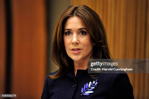 Crown Princess Mary of Denmark speaks during the regional review meeting of the status of women in the UNECE region 20 years after the Beijing...