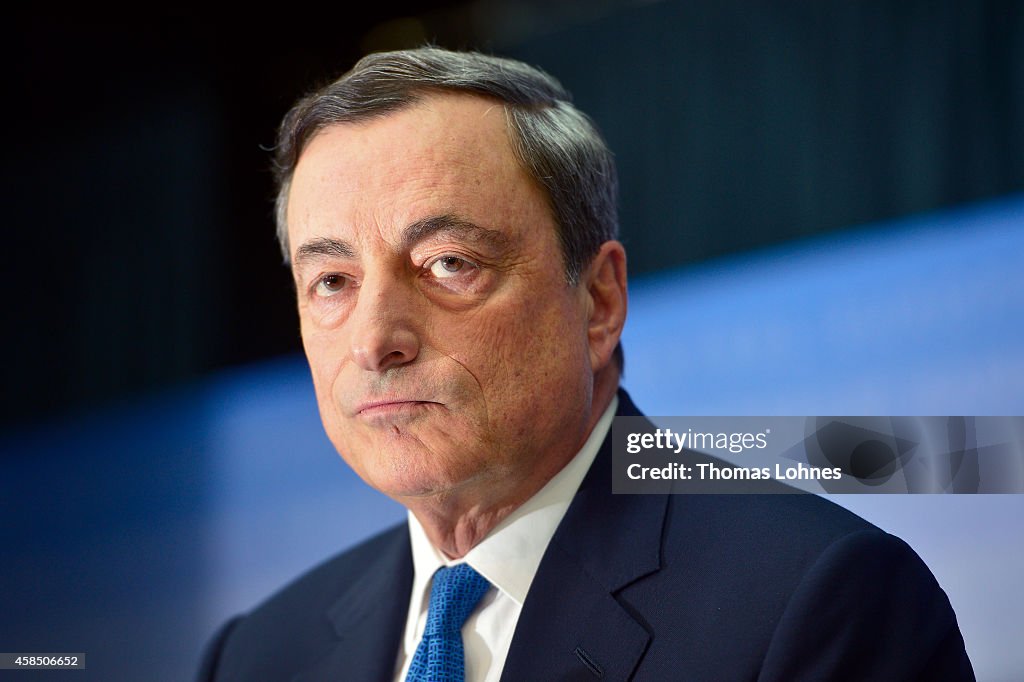 Mario Draghi Holds Final Press Conference In Old ECB Building