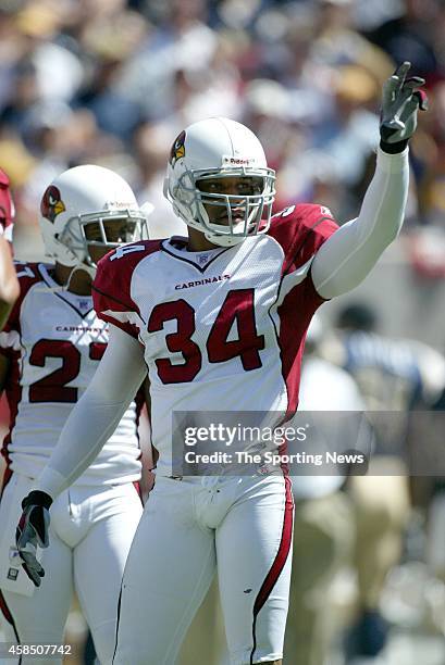 Robert Griffith of the Arizona Cardinals looks on during a game against the St. Louis Rams on September 18, 2005 at the University of Phoenix Stadium...