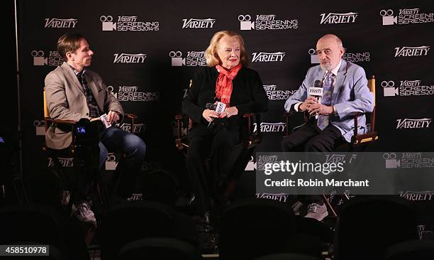 Moderator Scott Foundas, actress Gena Rowlands and director Arthur Seidelman attend 2014-2015 Variety Screening Series: "Six Dance Lessons In Six...