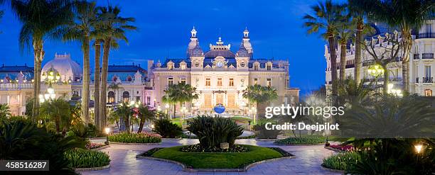 monte carlo casino and the jardin exotique in monaco - monaco garden stock pictures, royalty-free photos & images