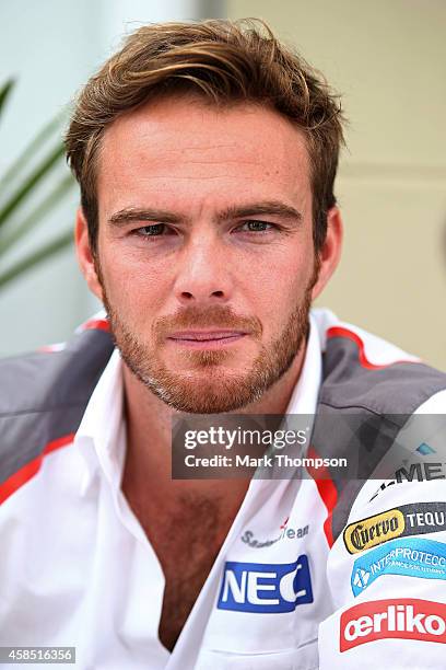 Giedo van der Garde of Netheralnds and Sauber F1 looks on in the paddock during previews ahead of the Brazilian Formula One Grand Prix at Autodromo...