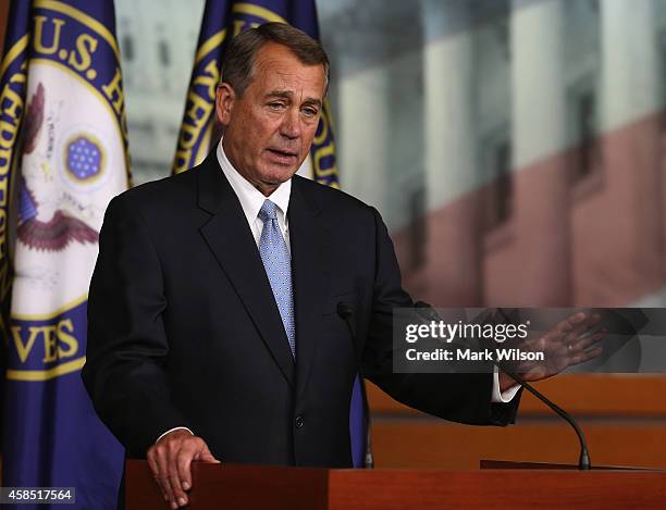 House Speaker Boehner John Boehner speaks to the media during a news conference at the U.S. Capitol, November 6, 2014 in Washington, DC. , 2014 in...