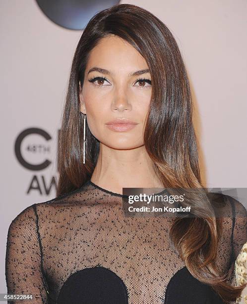 Model Lily Aldridge attends the 48th annual CMA Awards at the Bridgestone Arena on November 5, 2014 in Nashville, Tennessee.