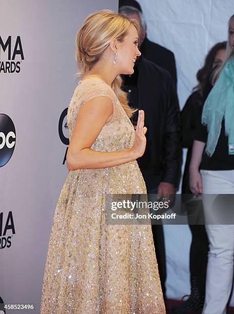 Singer Carrie Underwood attends the 48th annual CMA Awards at the Bridgestone Arena on November 5, 2014 in Nashville, Tennessee.