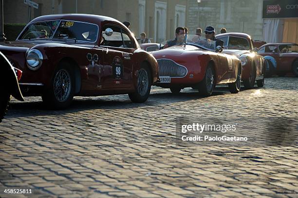 mille miglia - vintage car race - mille miglia stock pictures, royalty-free photos & images