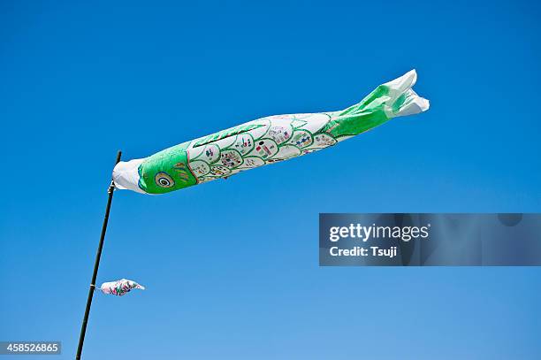 carp streamers - koinobori stock pictures, royalty-free photos & images