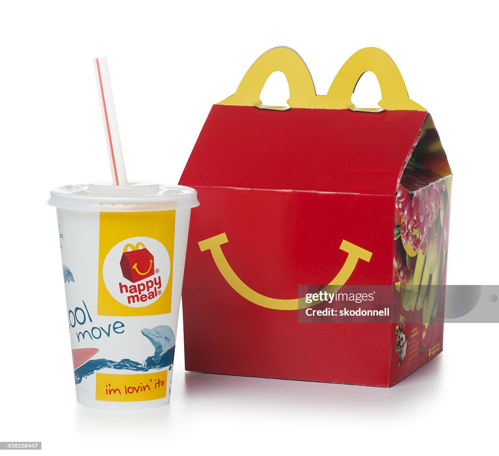 McDonalds Happy Meal on White