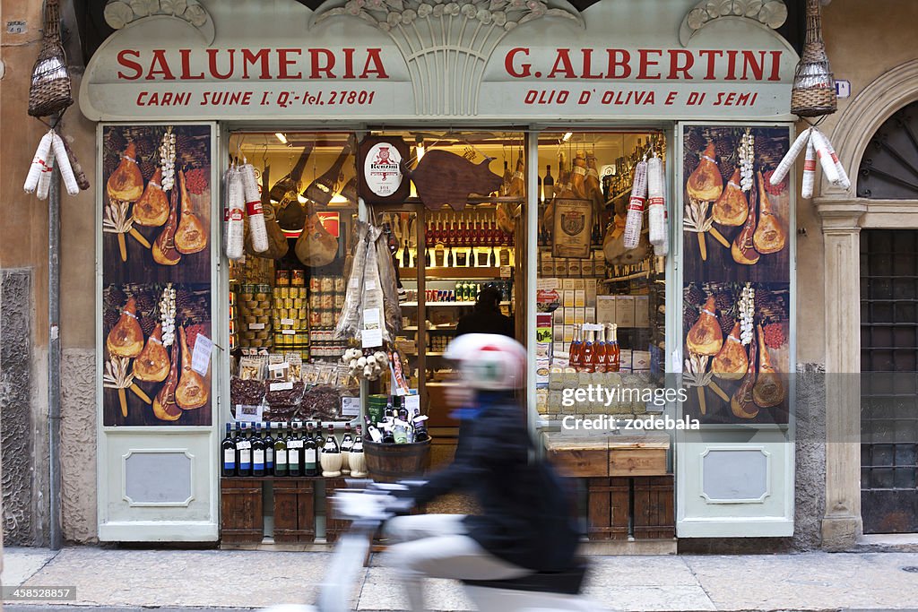 Italian Food Store in Verona, Italy