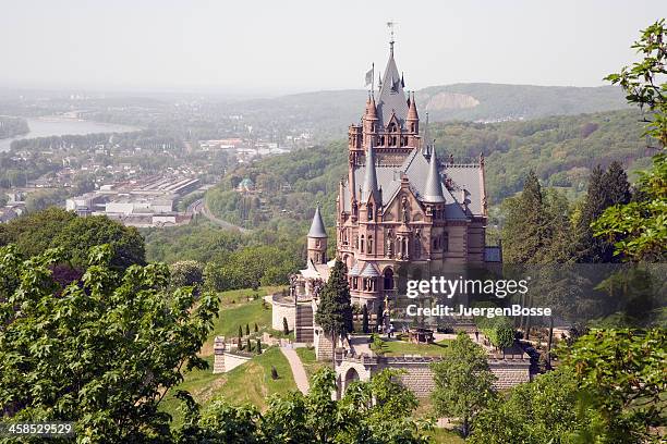 drachenburg palace on dragon`s hills - germany castle stock pictures, royalty-free photos & images