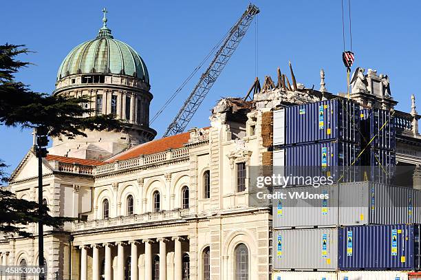 earthquake damaged cathedral of the blessed sacrament, christchurch - cathedral of the most blessed sacrament stock pictures, royalty-free photos & images