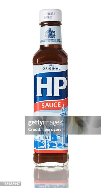 hp sauce - brown sauce stock pictures, royalty-free photos & images