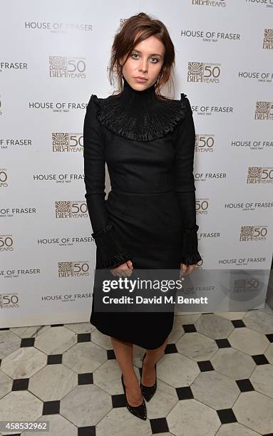 Billie JD Porter attends the BIBA 50 Year Anniversary Dinner with Barbara Hulanicki at The London Edition Hotel on November 6, 2014 in London,...