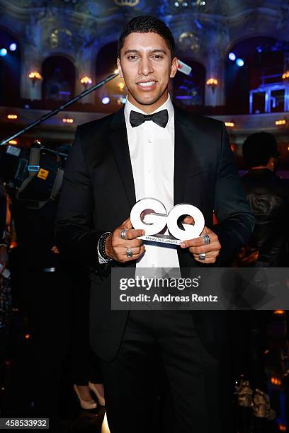 Andreas Bourani is seen on stage at the GQ Men Of The Year Award 2014 at Komische Oper on November 6, 2014 in Berlin, Germany.